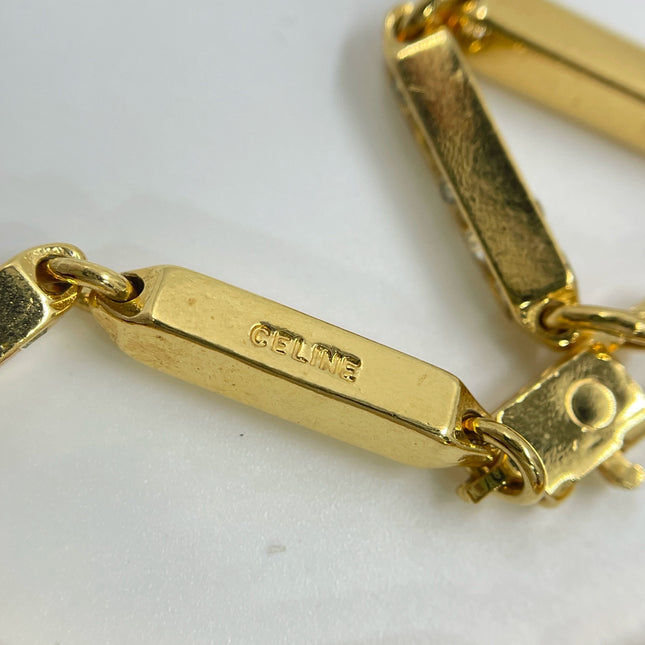 Celine Bracelet Vintage Gold Plated Crystals Embellished Gold Bar Links