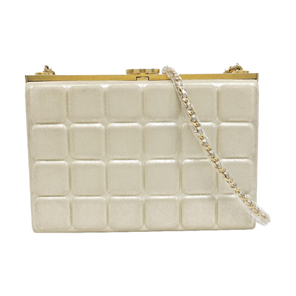 Sac bandoulière Chanel KissLock en velours orange corail