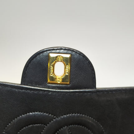 Chanel Classic Flap Vintage 1989 Black Lambskin Leather with 24k Gold Hardware