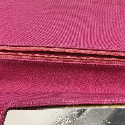 Chanel 2.55 Jumbo Double Flap Pink Fabric Crocodile Print Gold-tone Hardware