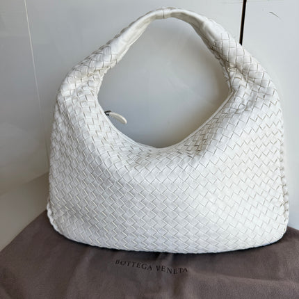Bottega Veneta Veneta Hobo Intrecciato White Nappa Leather Medium 40cm