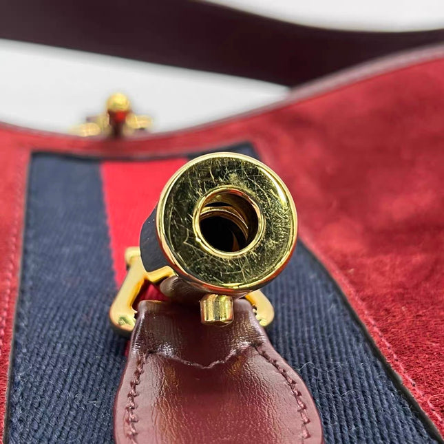 Gucci Jackie 1961 Small Burgundy Suede and Leather Bag