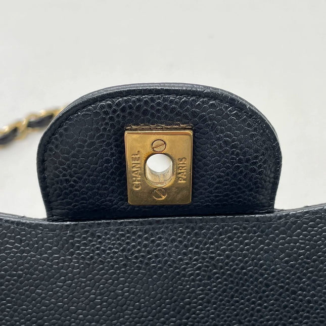 Chanel Classic Flap Jumbo Black Caviar Leather Double Flap with Gold Hardware, 2012