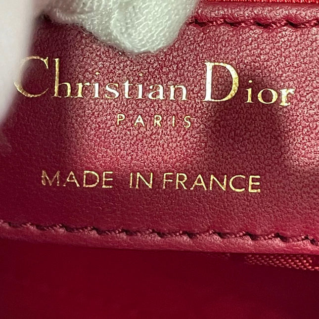 Lady Dior Mini 2020 Dark Red Lambskin Leather Gold HW Chain Strap