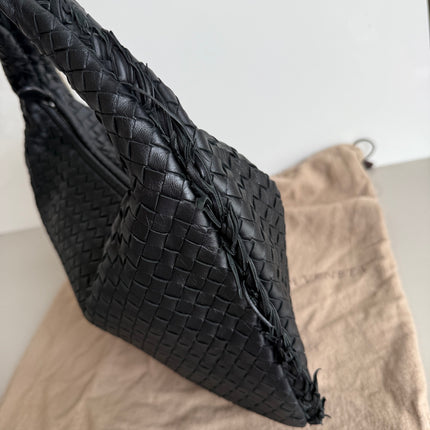 Bottega Veneta Intrecciato Hobo Bag Medium With Fringes Black Lambskin leather 40cm