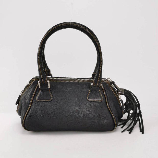 Sold CHANEL Calfskin Leather Tassel Medium Black Bowler bag