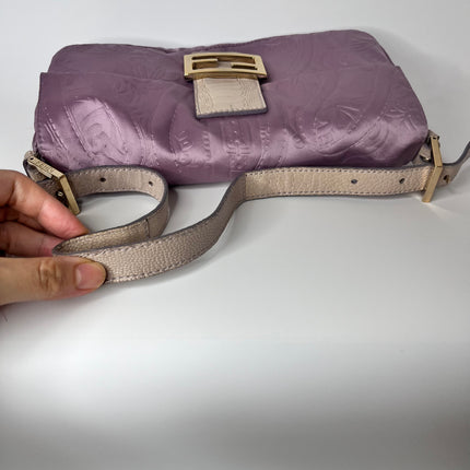 Sold FENDI Baguette Purple Silk with embossed pattern