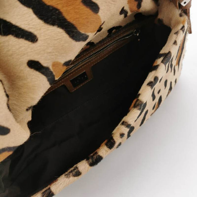 Fendi Baguette Pony hair in leopard print Brown
