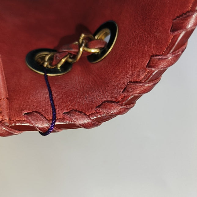 Chanel Classic Flap Medium Happy Stitch Red Aged Calfskin Leather Gold Hardware, 2015-2016