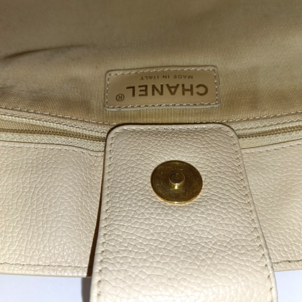 Chanel Cerf Executive Medium Beige Leather Handbag with Strap 35cm