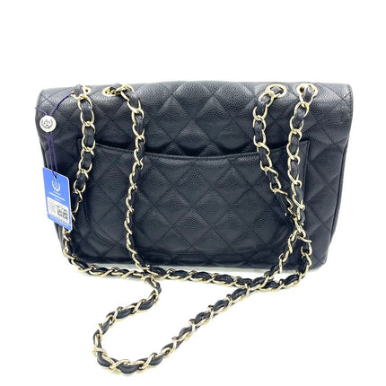 Chanel Classic Flap Jumbo 2009 Black Caviar Leather Single Flap Gold Hardware