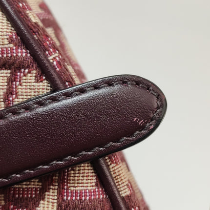 Dior Saddle Medium Burgundy Oblique Monogram Canvas with Strap