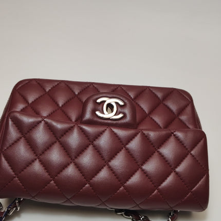 Chanel Classic Flap Rectangular Mini Burgundy Lambskin Silver HW, 2019