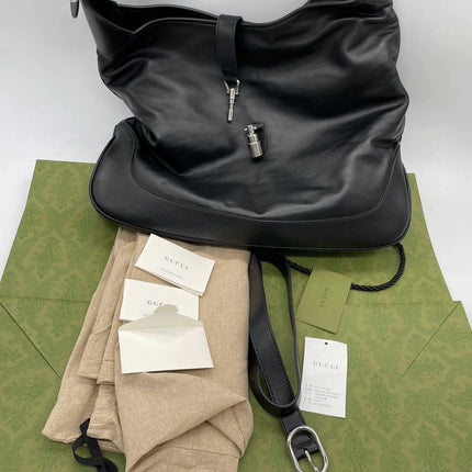 Gucci Jackie 1961 Large Black Calfskin Leather With Long Strap