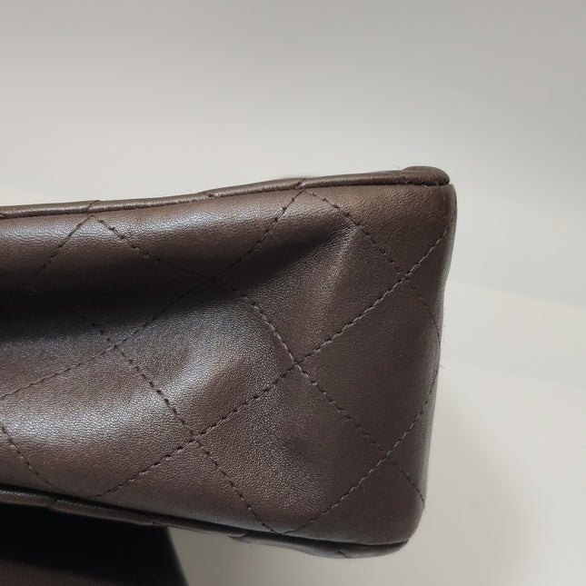Chanel Classic Flap Jumbo Brown Lambskin Leather Single Flap Gold Hardware