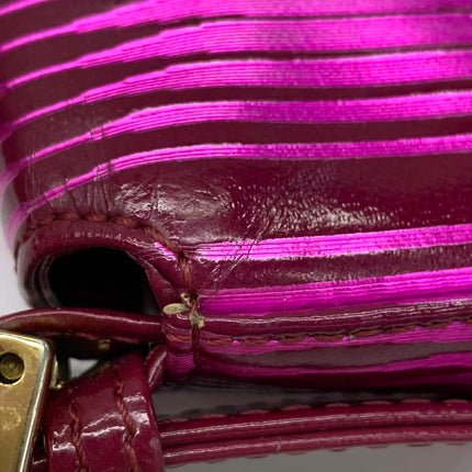 Fendi Baguette Pink Patent Leather Striped Gold Hardware Shoulder Bag