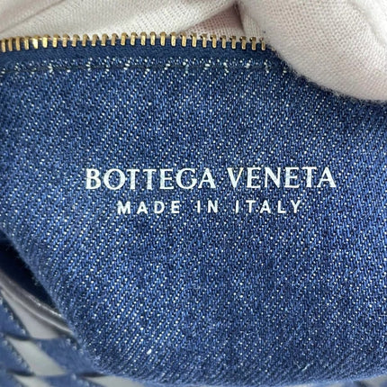 Bottega Veneta Hop Large Leather and Denim Intrecciato Navy Hobo Bag 55cm