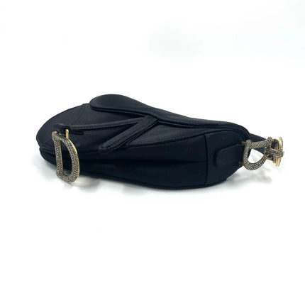 Dior Saddle Mini Silk Handbag Black with crystals