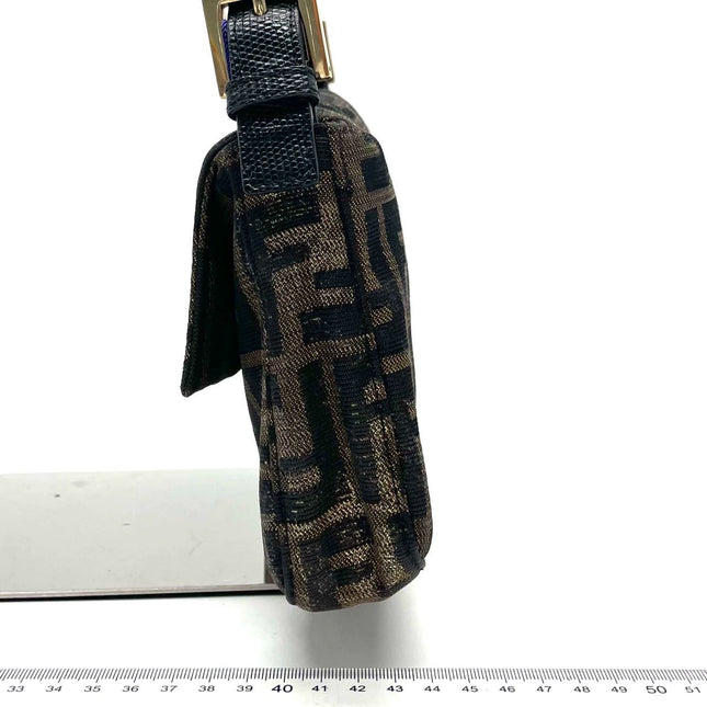 Sold Fendi Baguette Classic Zucca Print Fendi Monogram Glossy Embroidery Lizzard Skin Strap