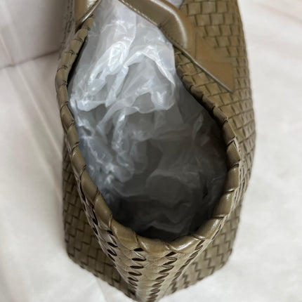 Bottega Veneta Cabat Large Intreccio Leather Tote Bag Dark Olive Green