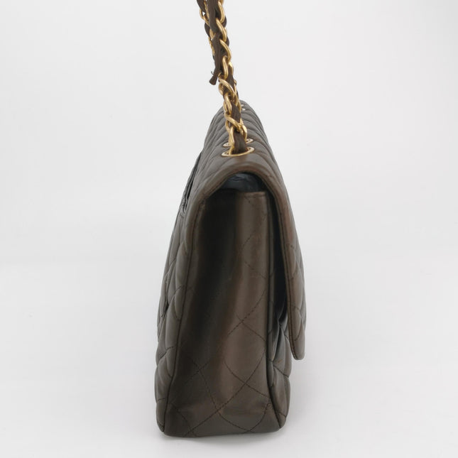Chanel Classic Flap Jumbo Brown Lambskin Leather Single Flap Gold Hardware