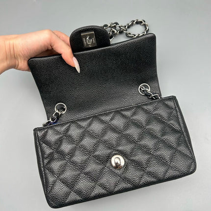 Chanel Classic Flap Mini Black Caviar Silver Hardware 2017-18