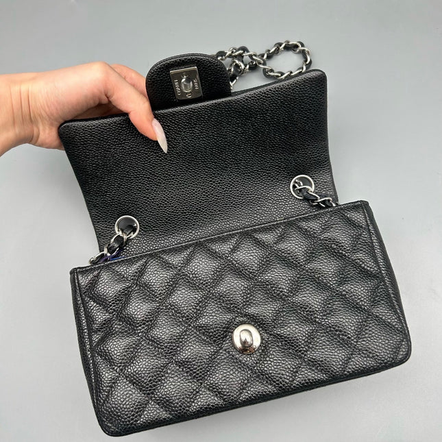 Chanel Classic Flap Mini Black Caviar Silver Hardware 2017-18