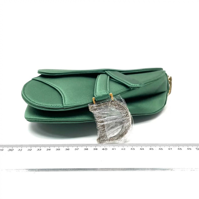 Dior Saddle Mini 2019 Silk Emerald Green with crystals
