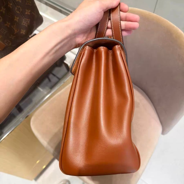 Celine Soft 16 Bag Medium Caramel Natural Tan Smooth Satin Calfskin Leather