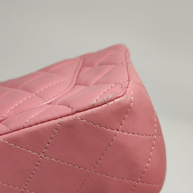 Chanel Classic Flap Mini 2016 Pink Lambskin Leather Silver Hardware