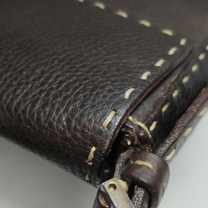 Fendi Baguette Selleria Calfskin Leather Brown Shoulder Bag