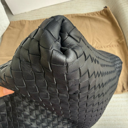 Bottega Veneta Maxi Convertible Tote Bag Hobo Black Leather Two-way Carry 50cm