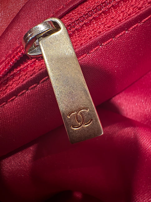 Chanel Shopping Tote Red Lambskin Leather Gold Hardware 2013-14