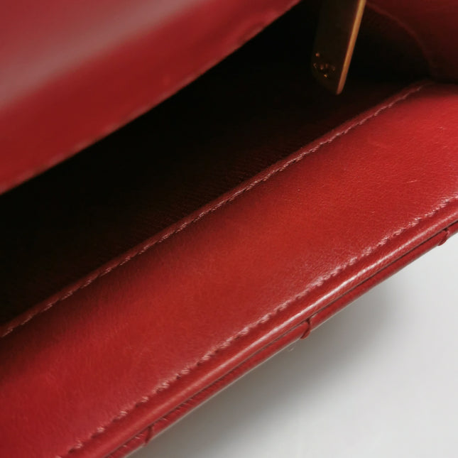 Chanel Coco Handle Small Red Lambskin Leather Chevron Stitching Gold Hardware, 2017-18