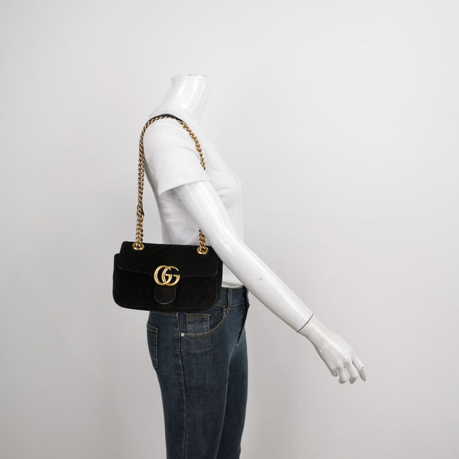 Sold Gucci Marmont Mini Black Velvet Camera Bag