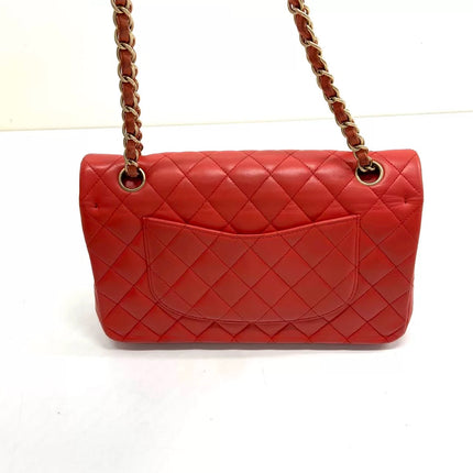 Chanel Classic Flap Medium Red Lambskin Leather with Gold Hardware