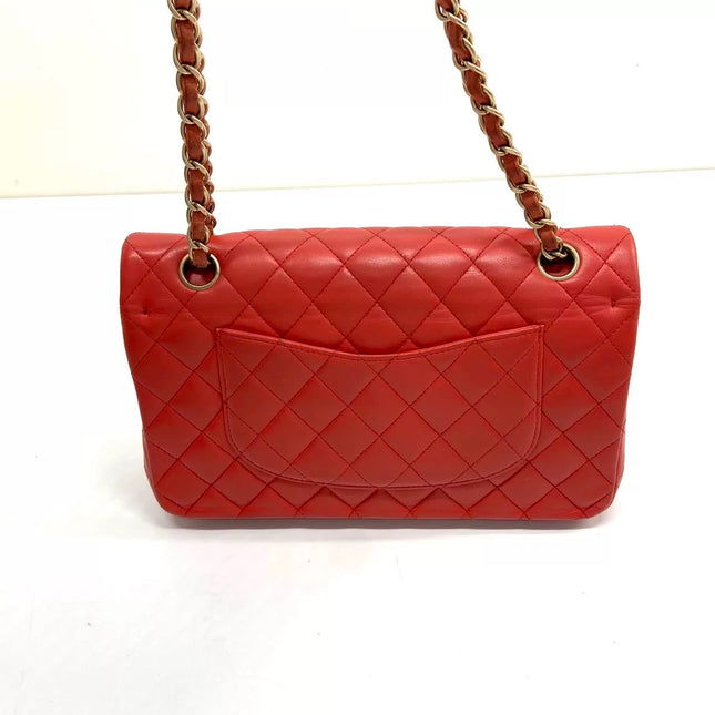 Chanel Classic Flap Medium Red Lambskin Leather with Gold Hardware