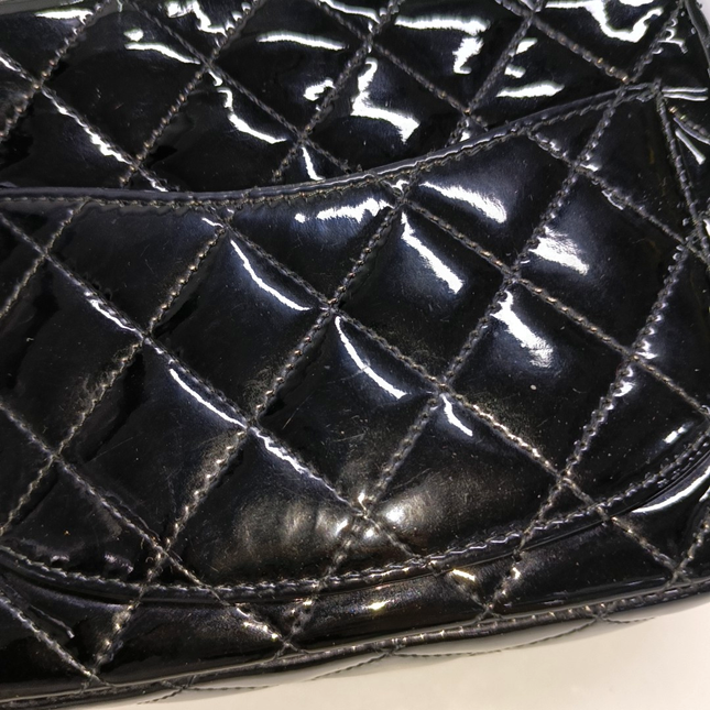 Sold Chanel Classic Flap Mini Square Black Patent Lambskin Crossbody Bag, 2012-2013