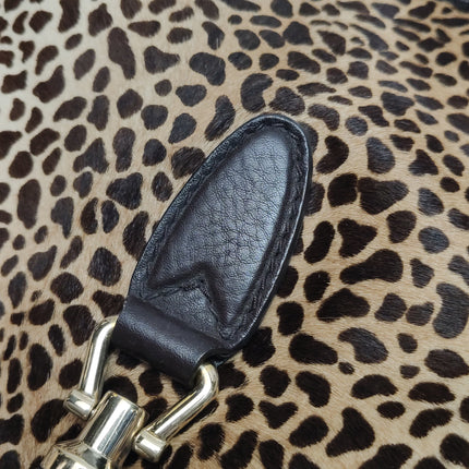 Gucci Jackie Vintage Large Leopard Print Pony-style Calfskin Brown Leather Shoulder Bag