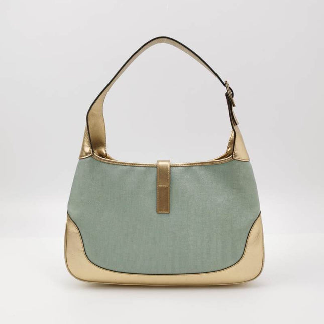 Sold Gucci Jackie Vintage Mini Blue Nylon with Gold Leather Shoulder Bag Medium