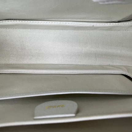 Gucci Bamboo 1947 Medium Vintage White Grained Leather With Strap