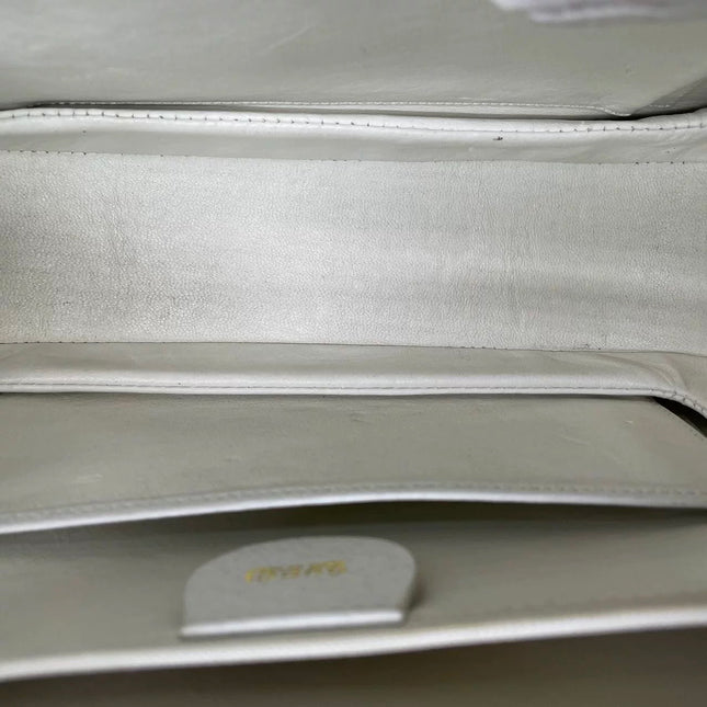 Gucci Bamboo 1947 Medium Vintage White Grained Leather With Strap