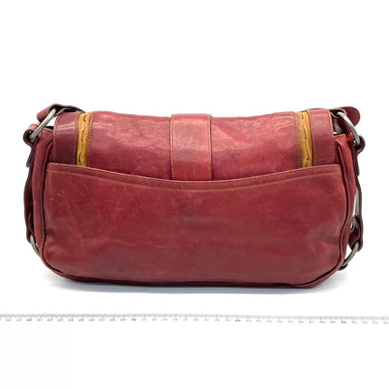 Dior Vintage Gaucho Large Red Leather Crossbody Bag