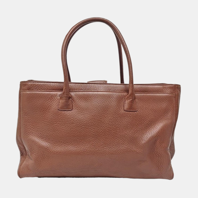 Chanel Cerf Executive Latte Dusty Pink Caviar Leather Handbag Silver Hardware With Strap