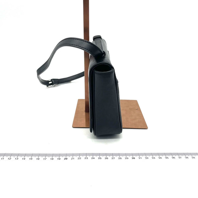 Gucci Vintage Black Leather Shoulder Bag Jumbo Square G Logo