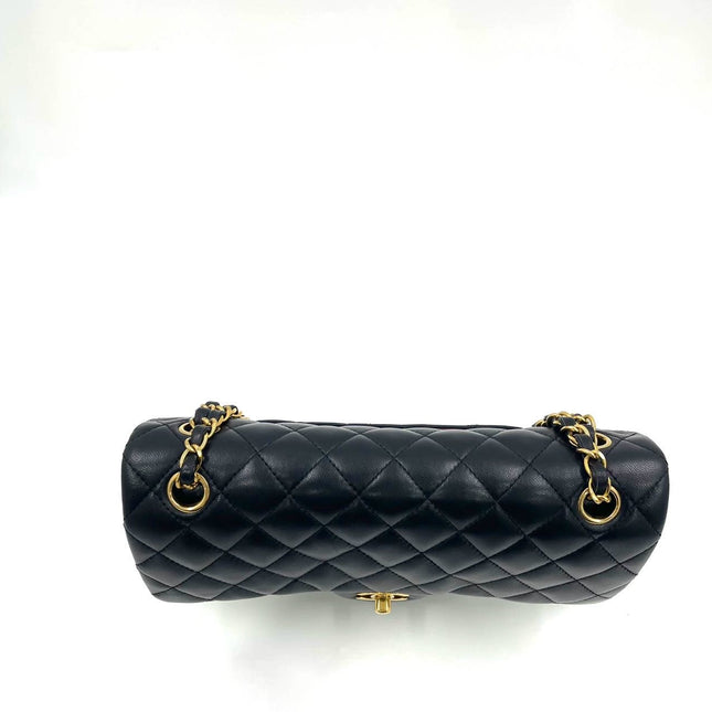 Chanel Classic Flap Vintage Medium Black Lambskin Leather with 24k Gold HW, 1991-1994