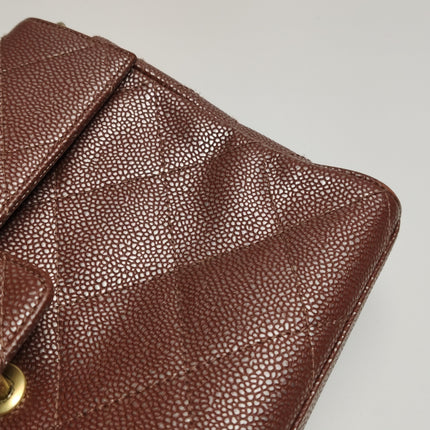 Chanel Vintage Medium Iridescent Brown Caviar Leather Shoulder Bag Gold Hardware