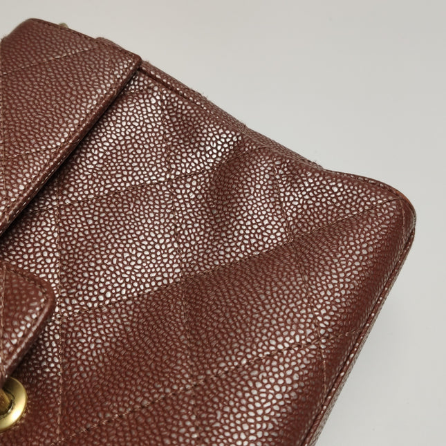 Chanel Vintage Medium Iridescent Brown Caviar Leather Shoulder Bag Gold Hardware
