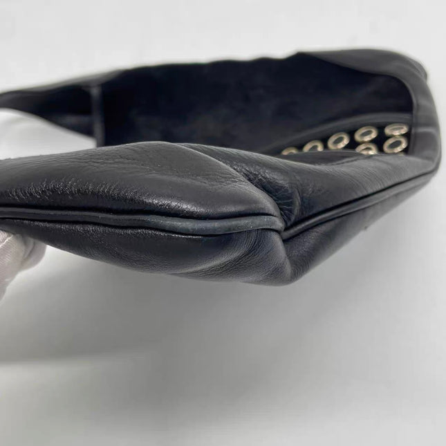 Gucci Jackie Vintage Large Black Suede Leather Ringlets Decoration
