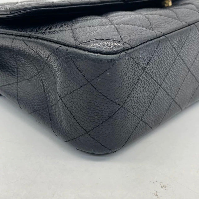Chanel Classic Flap Medium Black Caviar Leather with 24k Gold Hardware, 2008-2009